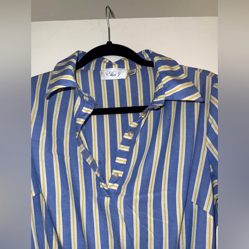 ELIZA J Stripped Belted Shirtdress SIZE: 6 - Picture 10 of 14